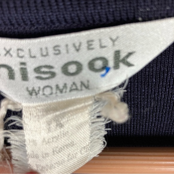 Exclusively Misook Collared Button Front Navy Cardigan Sweater Top 1X - Picture 3 of 9